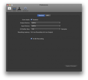 Screenshot of Logic Pro preferences window.