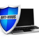 Anti-virus shield protecting laptop