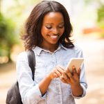 university student using cell phone