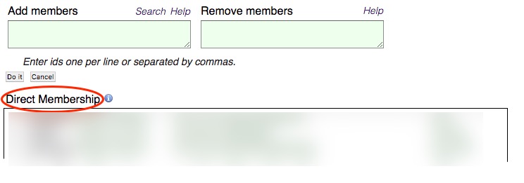 Direct membership heading highlighted with red circle