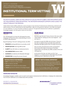 Handout with information about institutional term vetting