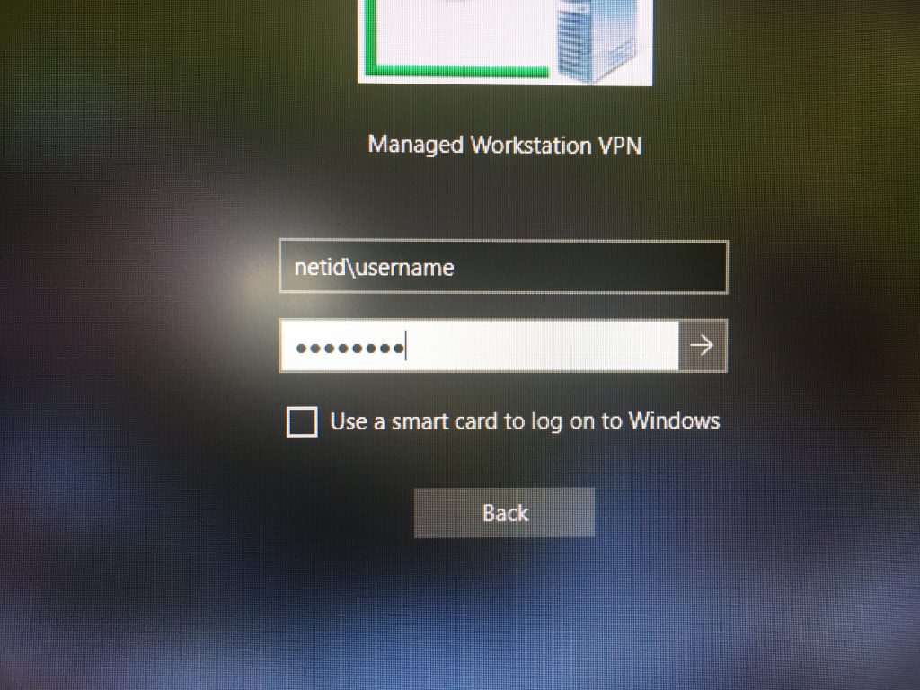 Screenshot of sign in page with login information entered. 