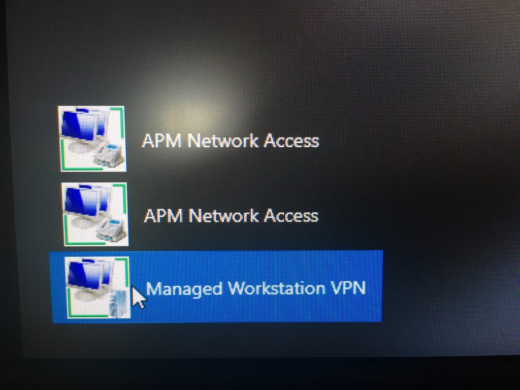 Screenshot showing the "Managed Workstation VPN" option. 