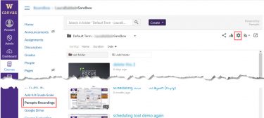 Screenshot showing Panopto Recordings in the course navigation
