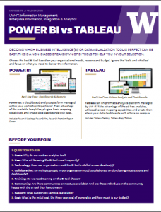 Screenshot of the PDF infographic titled "Power BI vs. Tableau"