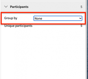 Participants group menu with dropdown list of rosters to choose from