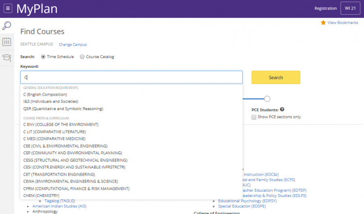 Screenshot of search bar with auto-suggest active. 