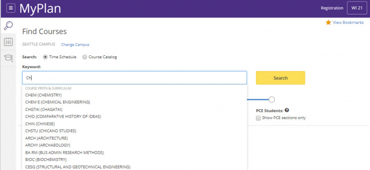 Screenshot of search bar with auto-suggest active. 