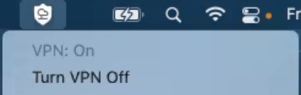 Edge Client menu in macOS system status bar and the Turn VPN Off option