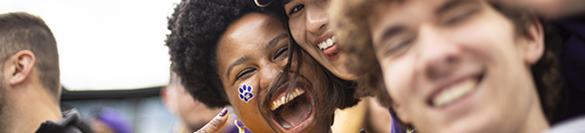 Smiling university students.