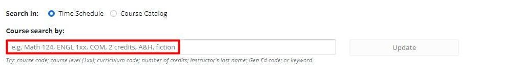 Screenshot of search bar with example searches highlighted. 