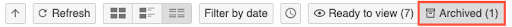 Panopto folders interface showing Archived button highlighted
