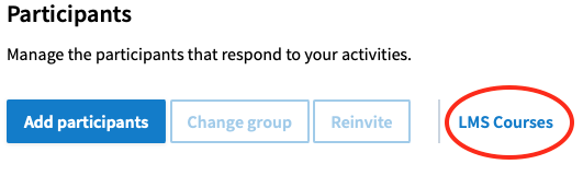 The Poll Everywhere Participants page with the "LMS Courses" button highlihgted.