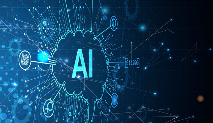 A brain with the words AI