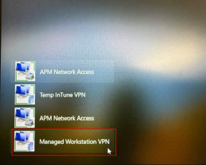 Screenshot showing the "Managed Workstation VPN" option. 