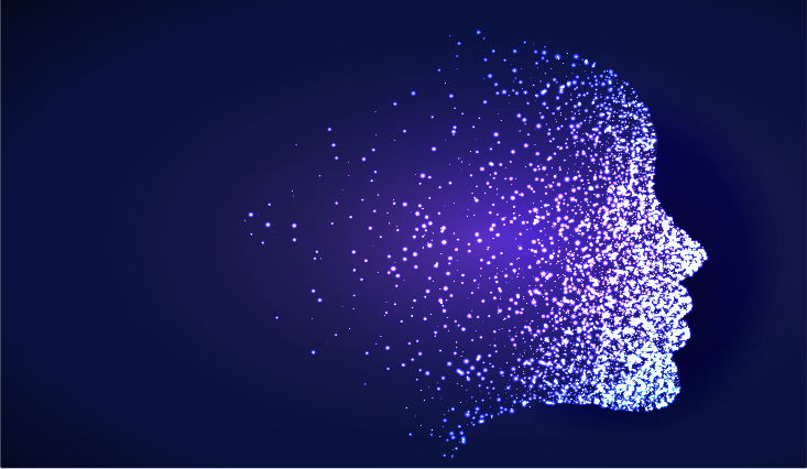 Image of face made of dots of light.