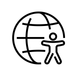 Accessibility icon with a globe